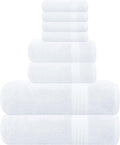 GLAMBURG Ultra Soft 8-Piece Towel Set - 100% Pure Ringspun Cotton, Contains 2 Oversized Bath Towels 27x54, 2 Hand Towels 16x28, 4 Wash Cloths 13x13 - Ideal for Everyday use, Hotel & Spa - White