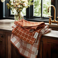RECYCO Waffle Kitchen Towel Set of 2 - Quick Dry Microfiber Sustainable Dish Towels - Ultra Absorbent Reusable Cleaning Tea Towels - Lightweight Hand Towels,16”x 28”, Farmhouse Plaid