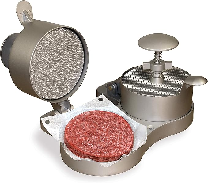 Weston Burger Press, Makes 4 1/2" Diameter Patties for Hamburger, Crab Cakes, Sausage, 1/4lb to 3/4lb, with Spring Ejector for Easy Removal, Double, Non-stick Heavy-Duty Cast Aluminum (07-0701)