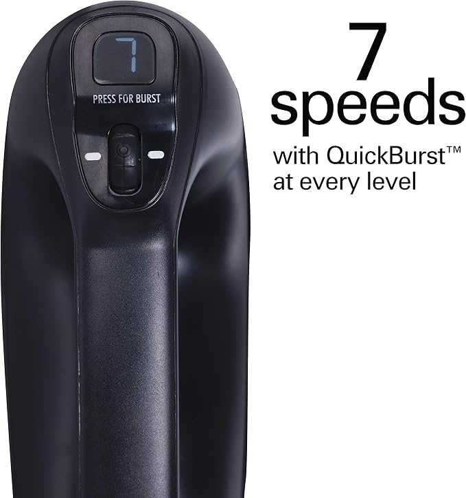 Hamilton Beach Professional 7-Speed Digital Electric Hand Mixer | High-Performance DC Motor | Slow Start | Snap-On Storage Case | SoftScrape Beaters, Whisk, Dough Hooks | Matte Black