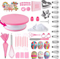 Cake Decorating Supplies Kit Tools 255pcs, Cake Decorating Set with Cake Turntable, 12 Numbered Icing Piping Tips, Cookie Cutters, Icing Smoother & Other Accessories for Cake Decoration (255, Pink)