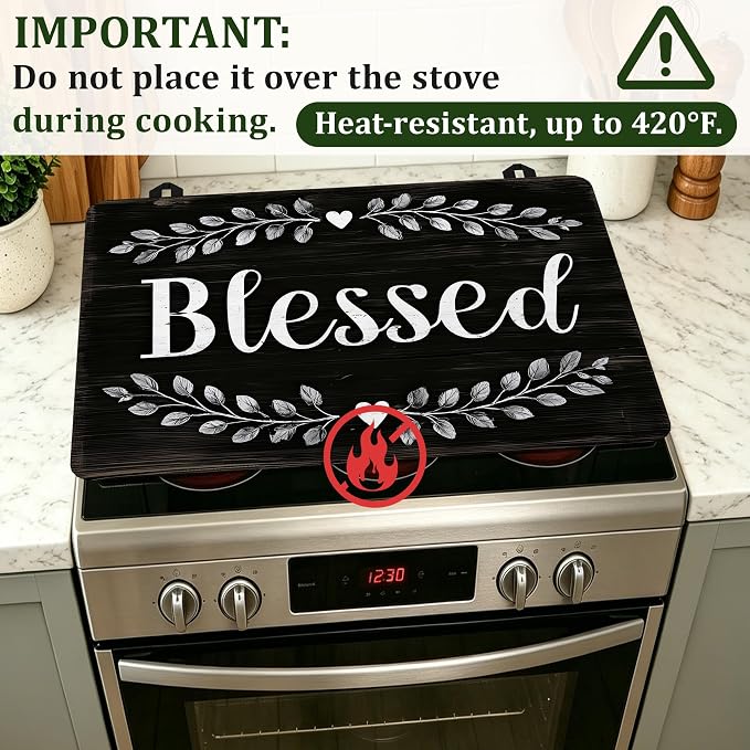 Blessed Wall Electric Stove Top Cover Protector,Glass Flat Top Stove Mat,Heat-Resistant Oven Induction Cooktop Mat for Ceramic Countertop Mats Dish Drying Mat