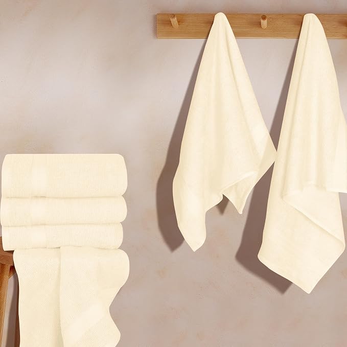 GLAMBURG Ultra Soft 6-Piece Hand Towel Set 16x28-100% Ringspun Cotton - Durable & Highly Absorbent Hand Towels - Ideal for use in Bathroom, Kitchen, Gym, Spa & General Cleaning - Ivory