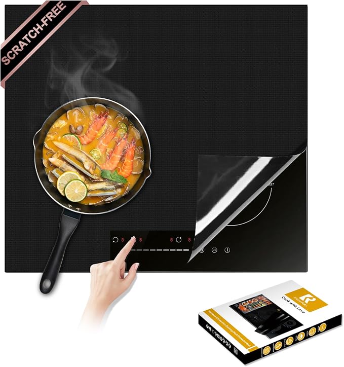 Large Silicone Induction Cooktop Protector Cover Stove Mat 20.4" x 30.7" (Magnetic) | 300°C (572°F) Heat-Resistant | Power Boost Compatible | Prevents Pot Sliding & Scratches