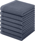 Homaxy 100% Cotton Waffle Weave Kitchen Dish Cloths, 7-Pack, Dark Grey | 12 x 12 Inches, Ultra Soft Absorbent Dish Towels, Quick Drying Dish Rags with Hanging Loop