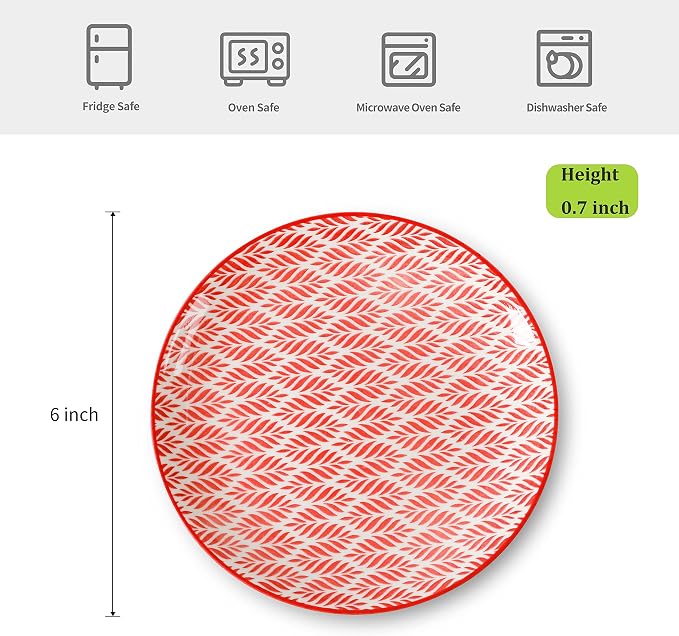 Selamica Ceramic Dessert Plates Set of 6, 6 Inch Small Plates for Snacks | Appetizer Plates for Kitchen, Microwave Dishwasher Safe, Assorted Colors