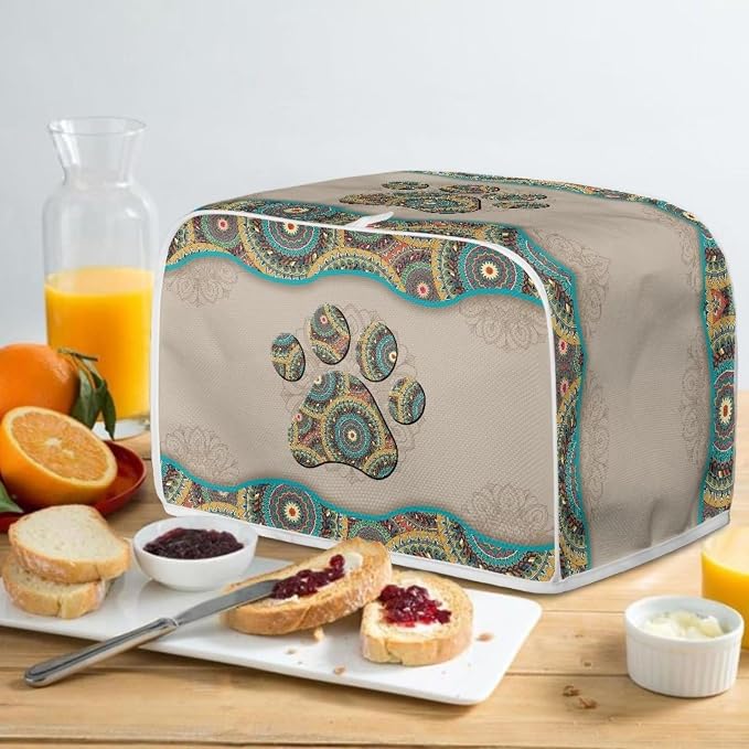 Boho Mandala Paw Printed 2 Slice Toaster Dust-proof Cover with Fingerprint Protection