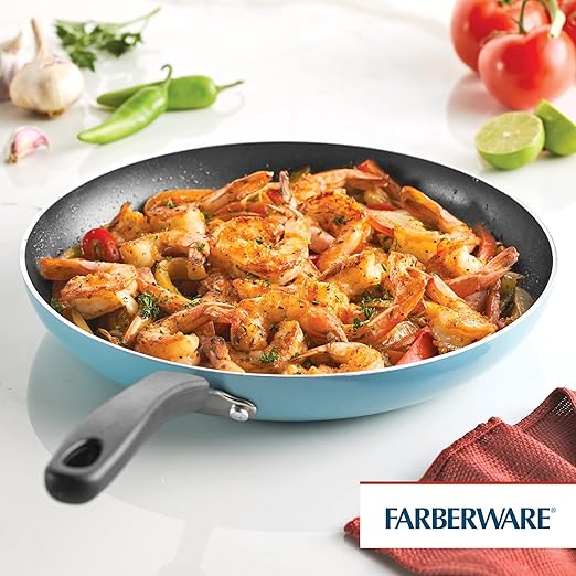 Farberware Cookstart Aluminum DiamondMax Nonstick Frying Pan, Large Skillet, 12.25-Inch, Aqua