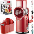Zulay Kitchen Rotary Cheese Grater 5 Blade Cheese Shredder - Manual Hand Crank Cheese Grater With Reinforced Suction & 5 Interchangeable Drums - Easy to Use, Vegetable Chopper Round Mandoline Slicer