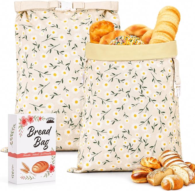 2 Pack Beeswax Bread Bags for Homemade Bread, Sourdough Storage XL 17"x13" | Reusable Bees Wax Bread Bag & Keeper, Natural Canvas with Premium Box for Home Baking, Freezer Storage & Outdoor Use