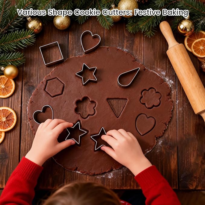 kinice 30 Pcs Mini Stainless Steel Cookie Cutters Set with Storage Box, Small Shape Baking Molds for Cookies, Polymer, Fruit, DIY Baking for Kids, Parties, Holidays & Kitchen Tools