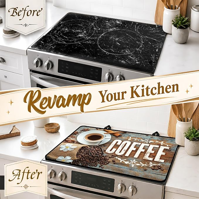 Stove Top Covers with A Non-slip Rubber Coating | protect Your Stove from Scratches, Extend Countertop Space, and Add A Classic Kitchen Touch