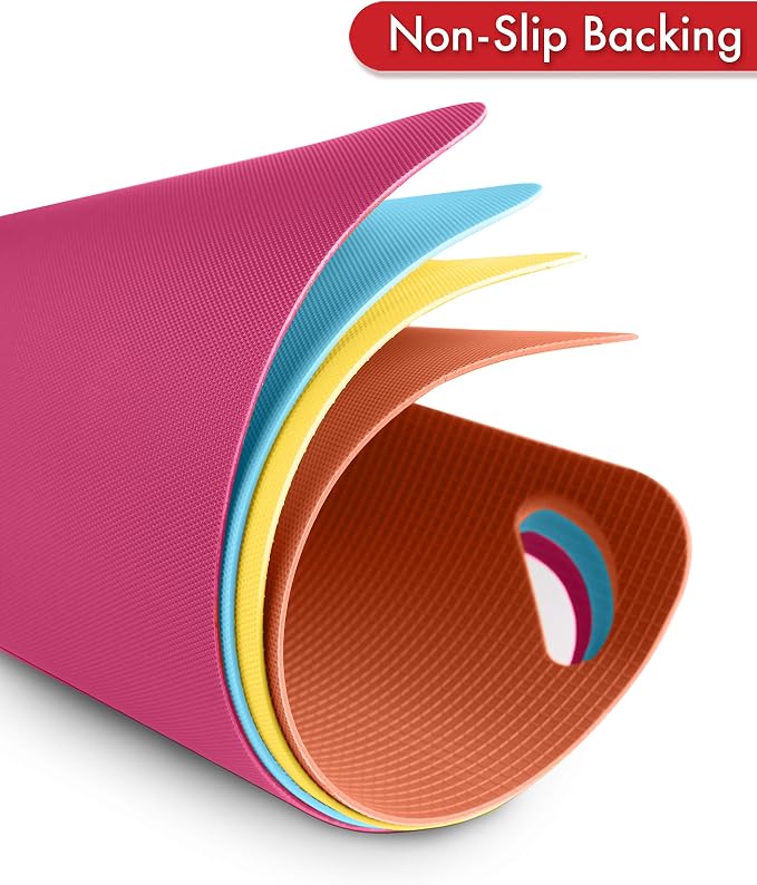 Dexas Heavy Duty Cutting Board Grippmat, Flexible Cutting Boards for Kitchen, Set of 4, Non Slip Plastic Board Cutting Mat 11.5 by 14 inches, Bright Blue, Yellow, Orange and Pink Set Kitchen Gadgets
