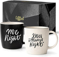 Triple Gifffted Mr Right and Mrs Always Right Coffee Mugs Gift Set, 13oz | Gifts for Couples, Wedding Anniversary, Engagement, Christmas, His & Hers, Bride and Groom, Parents, Newlyweds Bridal Shower