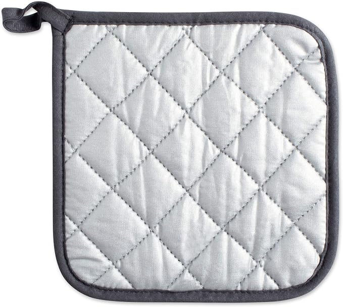 DII Basic Terry Collection Quilted 100% Cotton, Potholder, Mineral Gray, 3 Piece