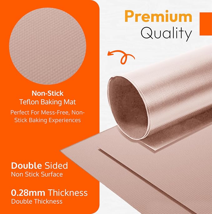 Teflon Sheets for Heat Press Paper and Baking, Reusable PTFE Cover Sheet | 3 Pack, Large 16x20, Teflon Sheet for Baking, Heat Resistant Range Mat, Food Safe, BPA & PFOA Free