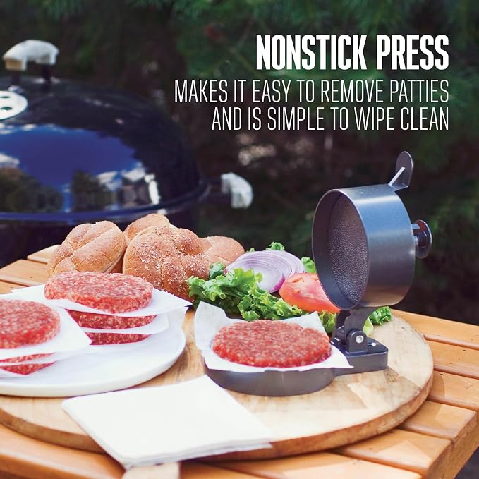 Weston Burger Press, Makes 4 1/2" Diameter Patties for Hamburger, Crab Cakes, Sausage, 1/4lb to 3/4lb, Single, Non-stick Heavy-Duty Cast Aluminum (07-0301)
