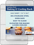 Cooling and Baking Rack Set - Cooling Racks -11.5'' x16.5'' | 100% Stainless Steel, Oven-Safe, Dishwasher-Safe, Heavy Duty Tight-Wire, Set of 2, Half Sheet Pan Cooling Racks, Easy Clean