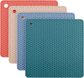 Silicone Trivets for Hot Dishes, Pots and Pans, Hot Pads for Kitchen, Mixing Color Silicone Pot Holders Mats for Kitchen Quartz Counter Heat Resistant Mat, Flexible Table Trivet Mat Set 4