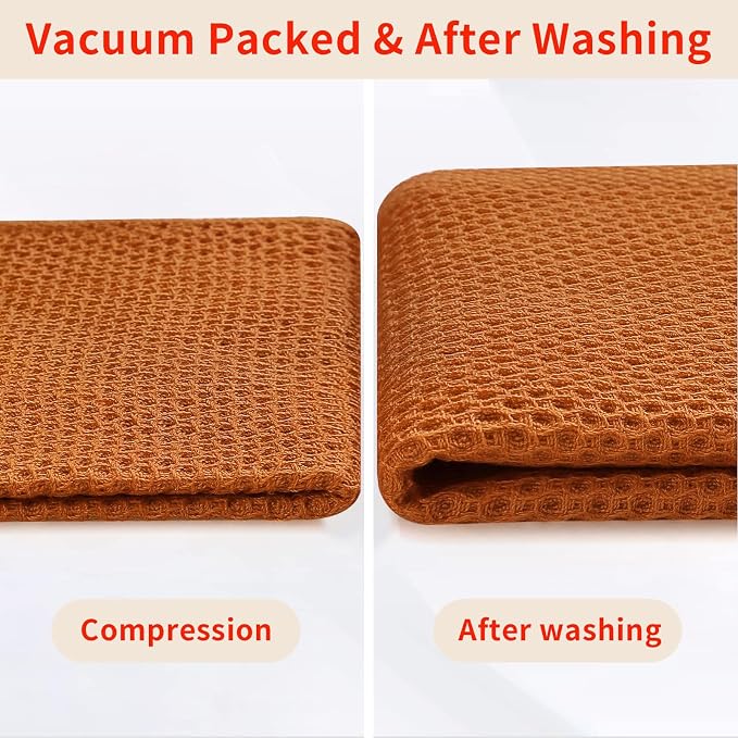 Homaxy 100% Cotton Waffle Weave Kitchen Dish Cloths 6-Pack, Burnt Orange | 12 x 12 Inches, Ultra Soft Absorbent Dish Towels, Quick Drying Dish Rags with Hanging Loop