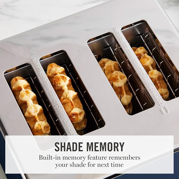Martha Stewart 4-Slice Toaster, 3 Presets & 10 Shade Settings, Indigo Blue | Gluten-Free, Bagels, Extra-Wide Self Centering Slots, Waffles & Artisan Bread, Shade Memory, Cord Wrap & Removable Crumb Tray