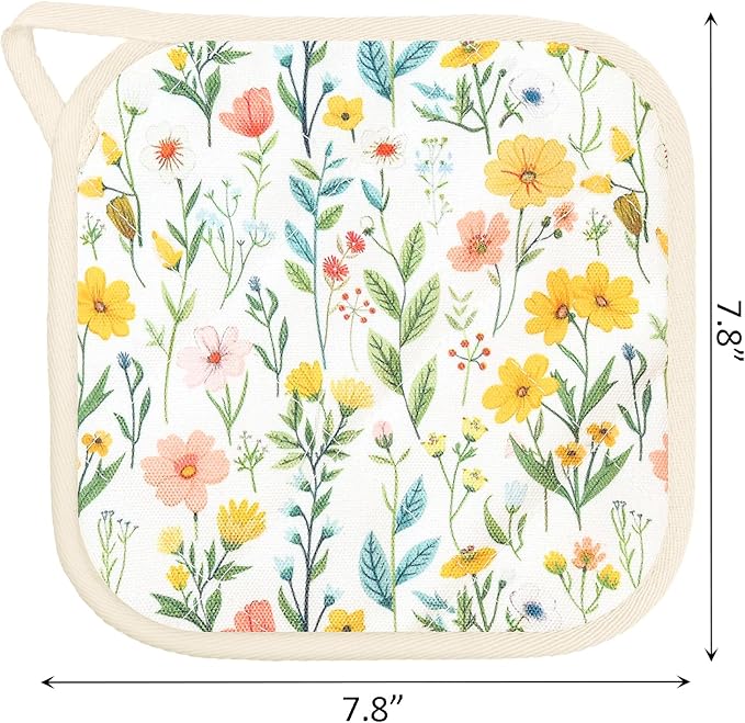 6 Pack Pot Holders 100% Cotton Heat Resistant Potholder, Machine Washable Pot Holder, Hot Pads, Table Pads for Cooking Baking (Y)