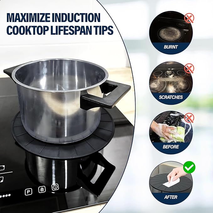 LUPA GLOBAL Induction Cooktop Protector - Induction Cooktop Silicone Stove Top Mat - Anti-Slip Mats to Keep Pots Stable and Protect Surfaces from Scratches (Large - 11 Inches)