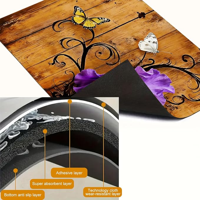 HOMETITUTE Spring Stove Top Cover 28x20 Purple Iris Butterfly Heat Resistant