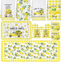 Fourluoo 10 Pcs Lemon Kitchen Decor Set Kitchen Towels and Rugs Oven Mitts and Pot Holders Set for Women Mom Gift Cooking Baking Grilling