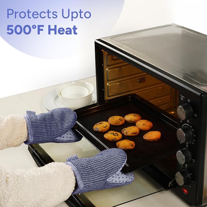 Casa Platino Silicone Oven Mitts & Potholders, 4-Piece – Pot Holders for BBQ & Baking, Oven Mitt for Kitchen & Microwave – Heat Resistant Up to 500°F, Durable & Flexible – Indigo
