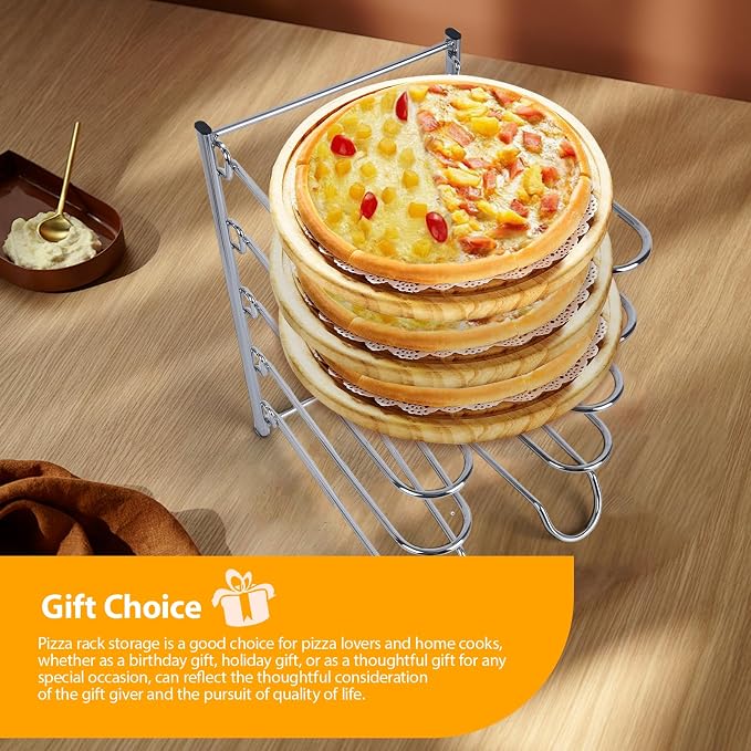 5 Tier Pizza Rack 10.43 x 8.52 x 13 Inches Stainless Steel | Pizza Pan Rack,5 Tier Pizza Riser Compact Design Easy Storage Holds Multiple Pans