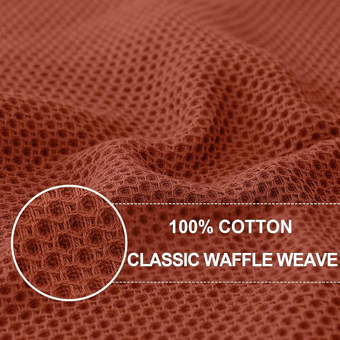 Homaxy 100% Cotton Oversized Waffle Weave Kitchen Towels 8-Pack, Rust | 20 x 28 Inches, Ultra Soft Absorbent Dish Towels, Quick Drying Large Cleaning Towels