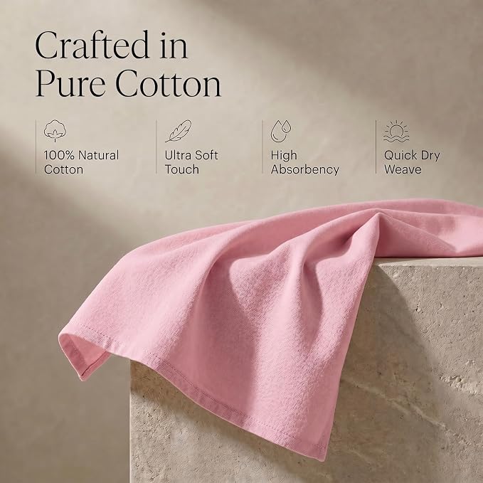 Urban Villa Kitchen Towels Cotton Dish Towels 20”x30” (Set of 6) Pink