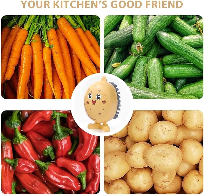 Lumkew Vegetable Potato Scrubber Brush for Food | Produce Brushes for Fruits and Veggie Washing Potatoes Scrub Cleaner Fun Kitchen Gadgets