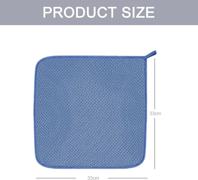 MaopaoBeauty 6 Pack Washcloth Set Towels - Quick Drying & Absorbent Microfiber Gym Towels 13x13 inches - Lightweight & Thin Yoga Towels - Multi-Purpose Camping Towels for SPA, Hotel & Bathroom, Blue