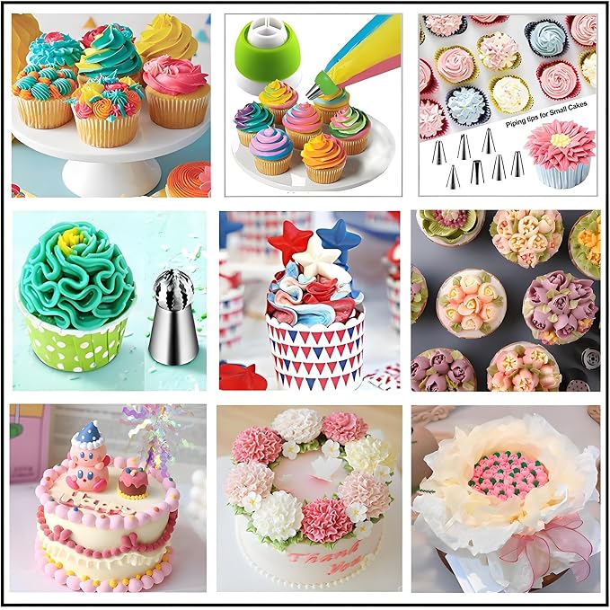 Russian Piping Tips Set, 193 Pcs Baking Supplies | 28 Numbered Russian Tips, 48 Numbered Icing Tips, 1 Ball Tip, 2 Leaf Tips, 100 Pastry Bags & More for Cake Cupcake Decorating