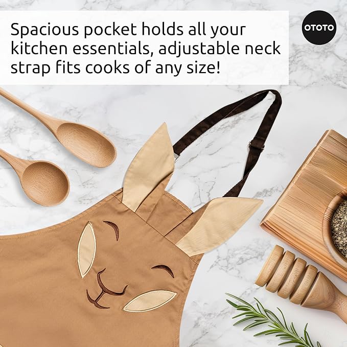 OTOTO Aproo Cooking Apron – Cute Kitchen Apron with Pockets, Funny and Giftable Kitchen Accessories, Kangaroo Design - Kitchen GIfts, Funny Gifts, White Elephant Gifts (Brown Aproo Only)
