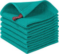 Homaxy 100% Cotton Waffle Weave Kitchen Dish Cloths 6-Pack, Teal | 12 x 12 Inches, Ultra Soft Absorbent Dish Towels, Quick Drying Dish Rags with Hanging Loop