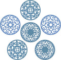 Silicone Trivets Mats for Hot Pots and Pans, Multi Purpose Trivets Mat -Heat Resistant Silicone Trivet Intricately Carved Hot Pads Set of 6 Blue