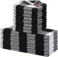 Homaxy Kitchen Towels and Dishcloths Set, Set of 16, White & Black | Bulk Cotton Waffle Weave Check Plaid Kitchen Towels, Super Soft and Absorbent Dish Cloths, 12 x 12 and 13 x 28 Inches
