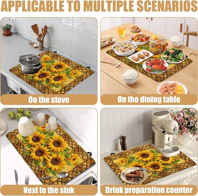 Sunflower Stove Top Covers for Electric Stove, Electric Gas Stove Pad Heat Resistant Range Cooktop Protector for Home Decor Kitchen 28"x20"