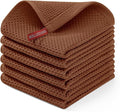 Homaxy 100% Cotton Waffle Weave Kitchen Dish Cloths 6-Pack, Caramel | 12 x 12 Inches, Ultra Soft Absorbent Dish Towels, Quick Drying Dish Rags with Hanging Loop