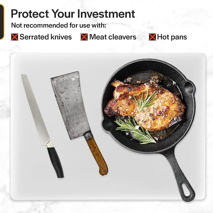 Commercial Grade White Cutting Board - 24 x 18 x 0.5 Inch Extra Large, Superior HDPP Plastic is NSF Approved for Food Service and Kitchens