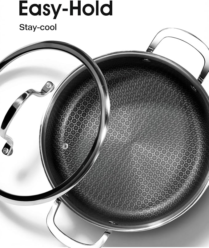 USELUCK Nonstick 5-QT Saucepan with Glass Lid,Stainless Steel Pot