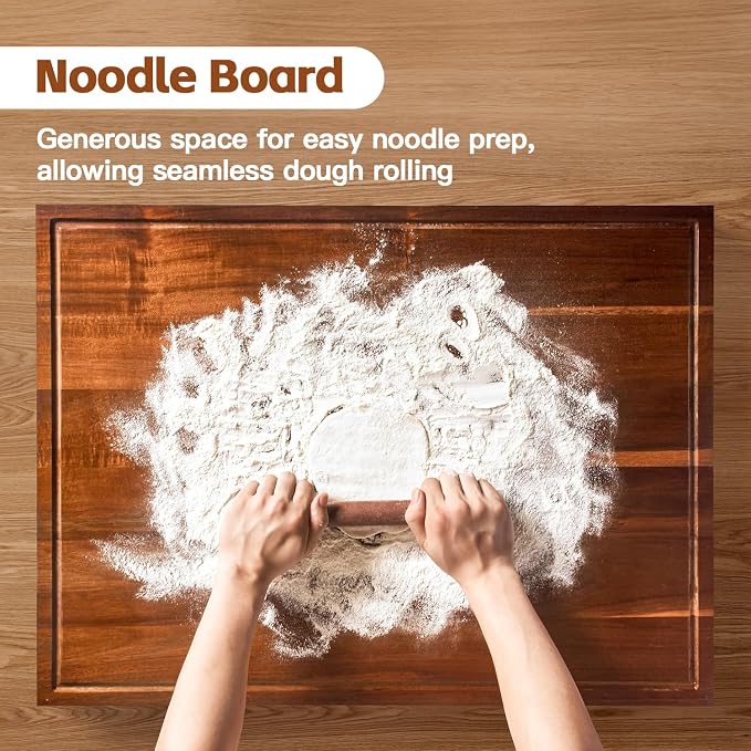 DAOYOUSKY 30x22 Acacia Noodle Board Stove Cover Wood with Handles, Wooden Stovetop Cover Cutting Board with Juice Groove for Gas Stove and Electric Stove Top, kitchen sink cover for counter space