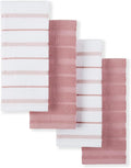 KitchenAid Albany Kitchen Towel 4-Pack Set, Dried Rose/White, 16"x26"