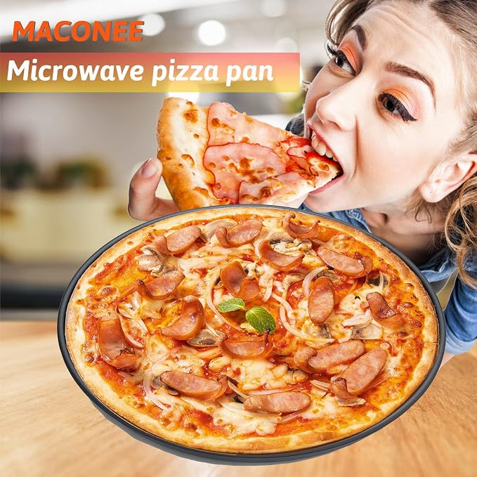 MACONEE Microwave Egg Fryer & Crisper Pan - Egg Cooker/Poacher for Sandwiches, Maker for 2 Eggs. 10inch Universal Crisper Pan/Cookware for Crispy Reheat of Pizza, Nuggets. Dishwasher-Safe & BPA-free.