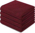 Homaxy 100% Cotton Waffle Weave Kitchen Dish Towels 4-Pack, Burgundy | 13 x 28 Inches, Ultra Soft Absorbent Dish Towels, Quick Drying Cleaning Towels
