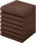 Homaxy 100% Cotton Waffle Weave Kitchen Dish Cloths, 7-Pack, Coffee | 12 x 12 Inches, Ultra Soft Absorbent Dish Towels, Quick Drying Dish Rags with Hanging Loop