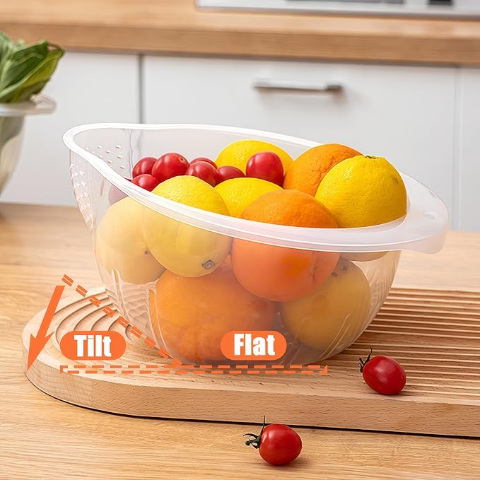 Japanese Rice Strainer Quinoa Washing Bowl Small Grains Washer Cleaner | Plastic Side Drainers Colander for Rinsing Fruits, Vegetables and Beans, BPA-Free